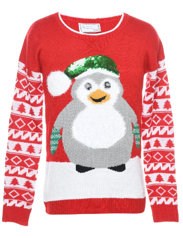 Festive Print Christmas Jumper - M Refined Women's Classic 