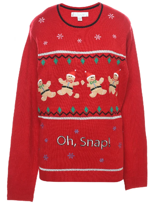 Teddy Bear Print Christmas Jumper - XL Earthy Women's Hemp - based