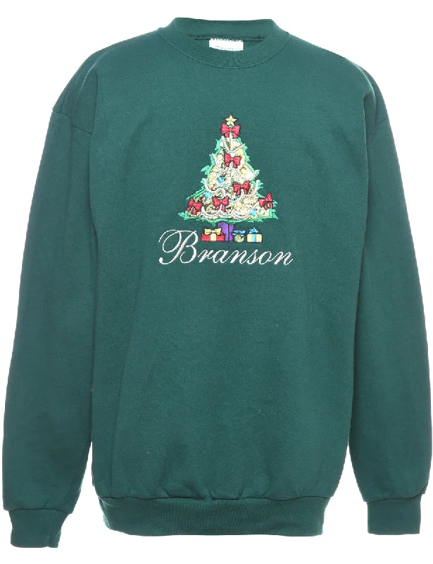 Christmas Tree Print Sweatshirt - L Rugged Women's Outdoor 