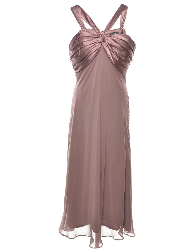 Brown Evening Dress - M Artistic Women's Hand - painted