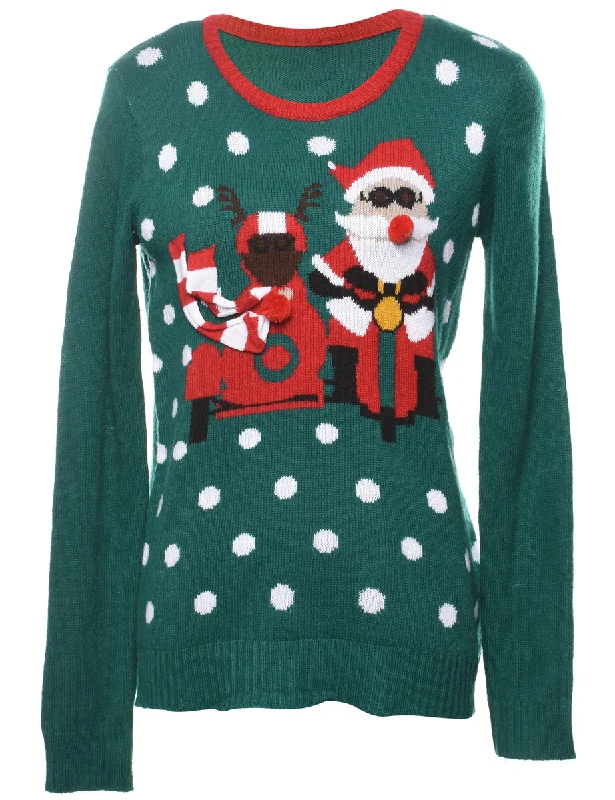 Santa Claus  Christmas Jumper - M Feminine Women's Style 