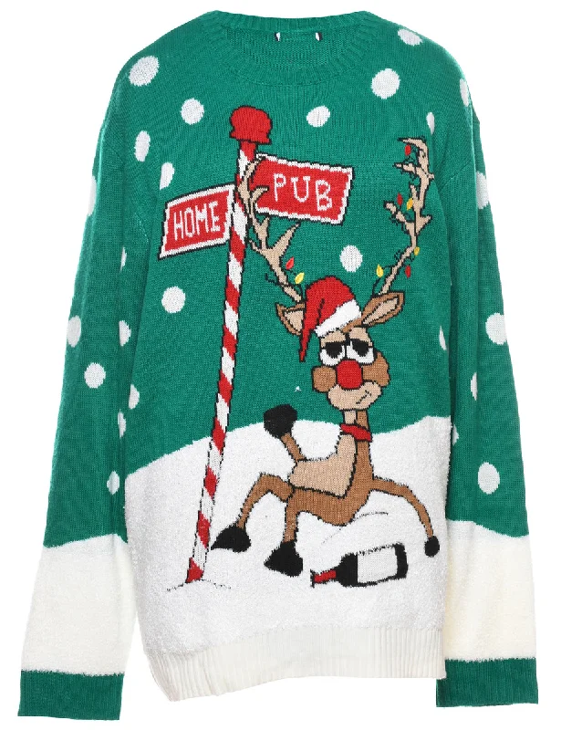 Reindeer Christmas Jumper - L Refined Women's 