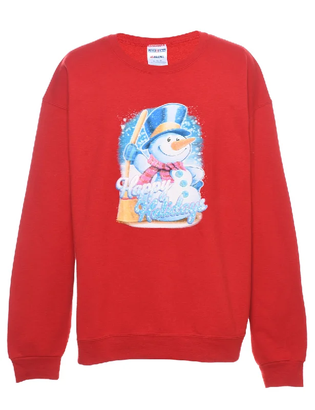 Snowman Christmas Sweatshirt - XL Trendy Women's Oversized