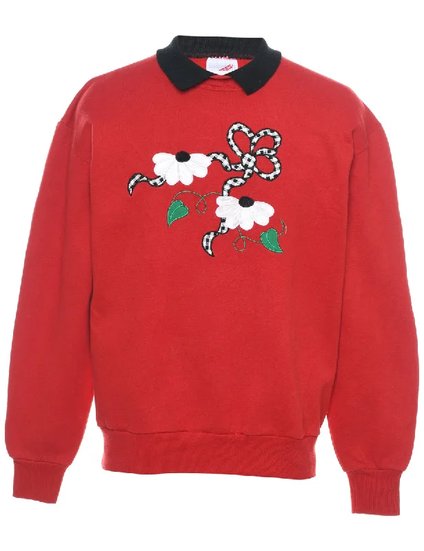 Red Christmas Sweatshirt - L Cozy Women's Winter