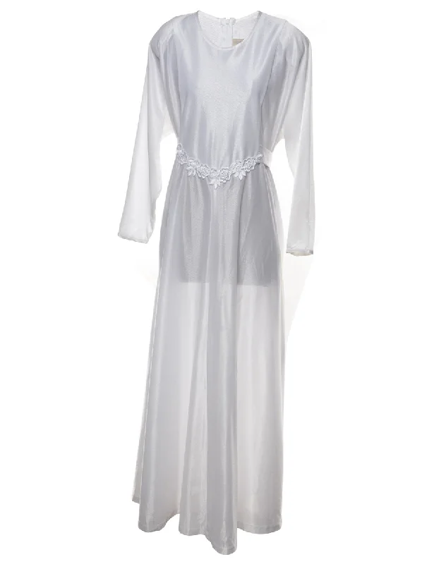 White Evening Dress - M Feminine Women's Soft 
