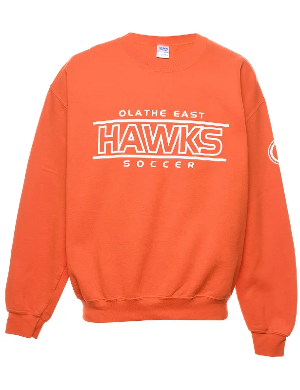 Orange Olathe East Hawks Soccer Printed Sweatshirt - M Bold Women's Statement