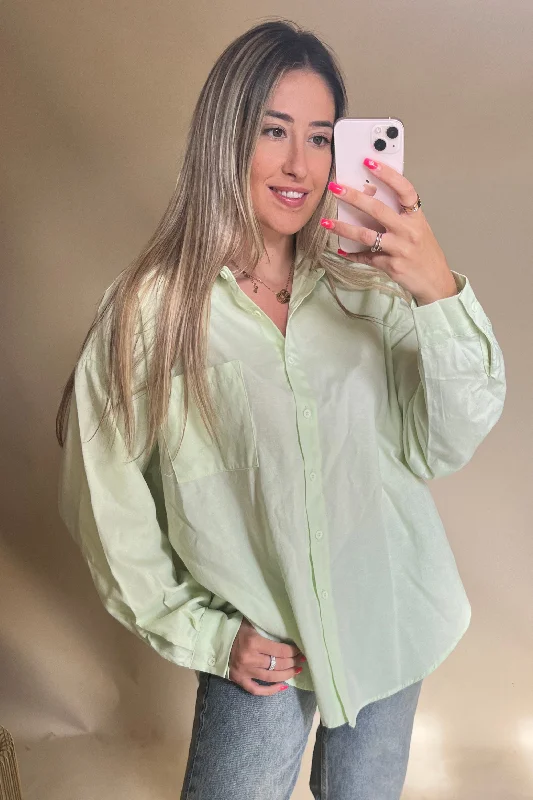 Pastel green long sleeved button up shirt Refined Women's Classic 