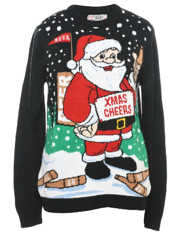 Santa Claus Christmas Jumper - M Earthy Women's 