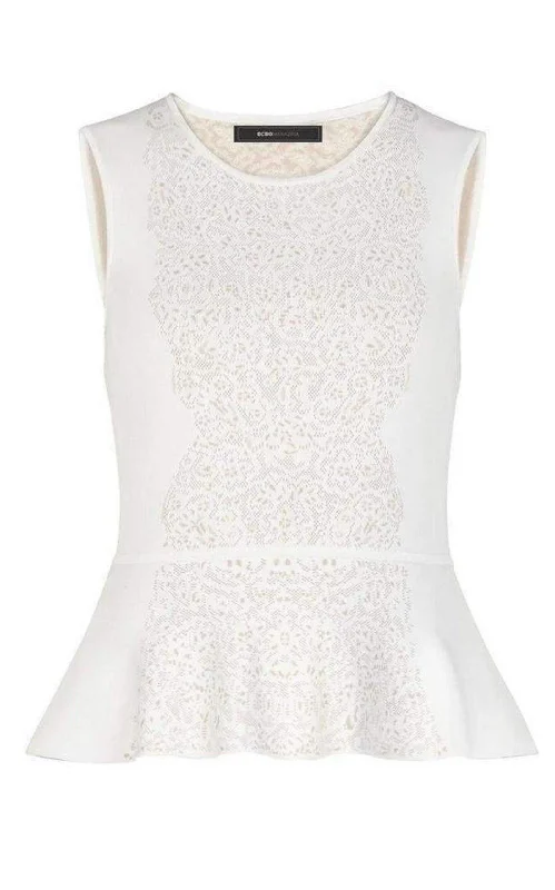 Alonya Pointelle Jacquard Peplum Pullover Sporty Women's Tennis