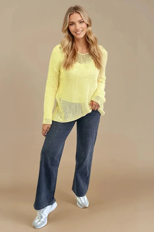 Yellow knit hole jumper performance