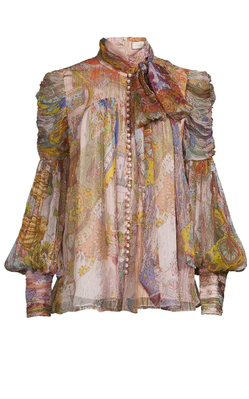 Kaleidoscope Silk & Lurex Shirt Practical Women's Quick - dry