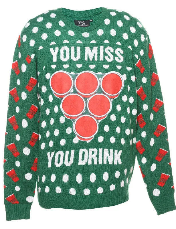 Green Christmas Jumper - S Cozy Women's Winter