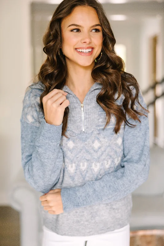 On The Slopes Blue Argyle Pullover Polished Women's Silk