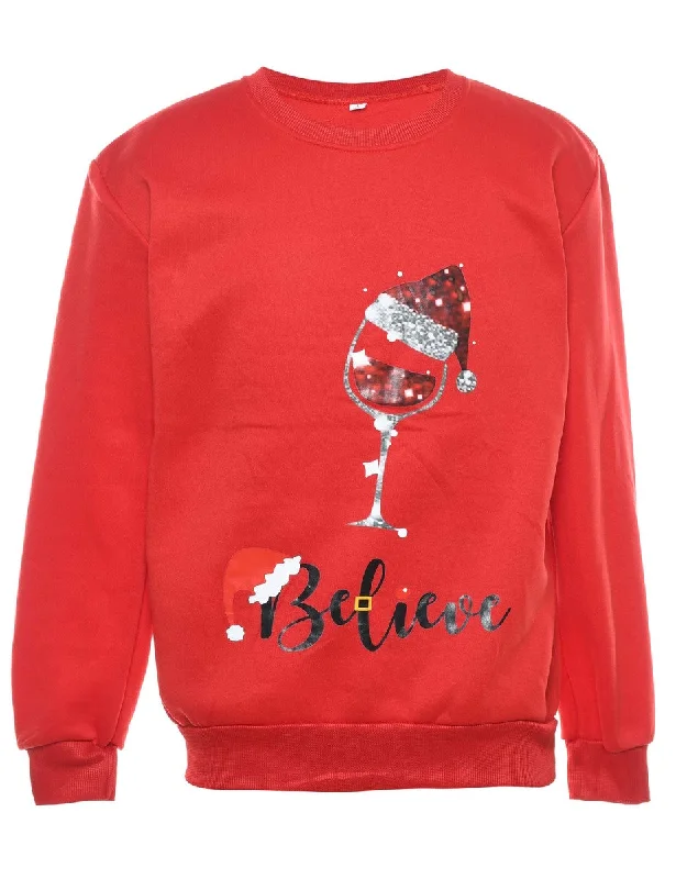 Red Christmas Sweatshirt - L Refined Women's Velvet