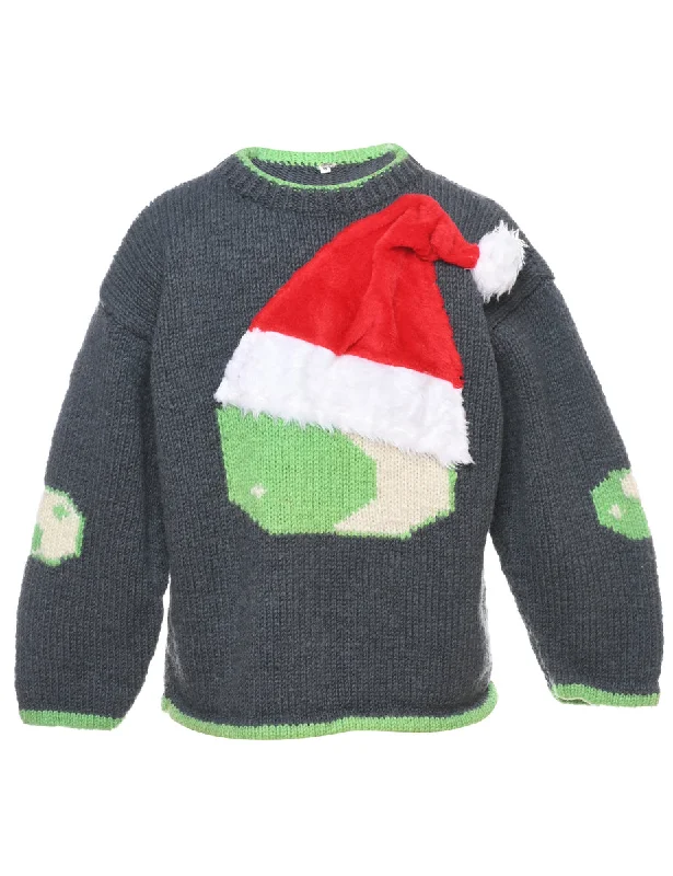 Wool Santa Claus Christmas Jumper - M Refined Women's Velvet