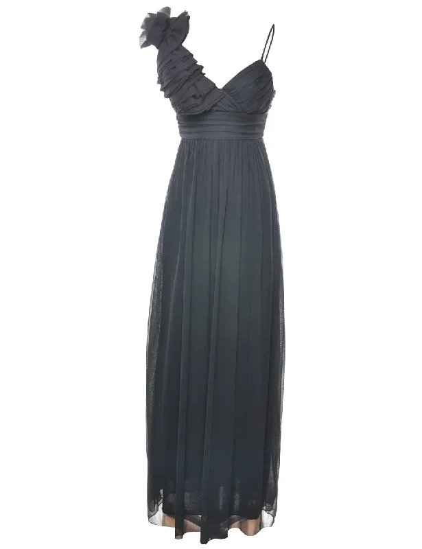 Ruffled Evening Dress - XS Sleek Women's Metallic