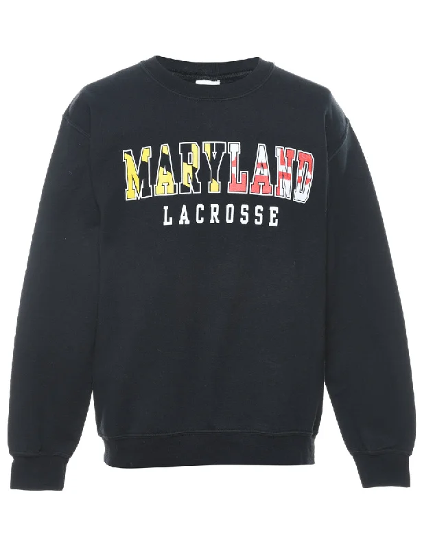 Black Maryland Lacrosse Printed Sweatshirt - S Cashmere