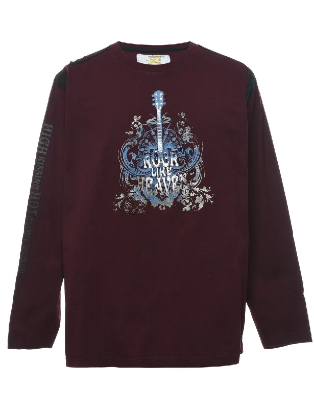Maroon Printed Sweatshirt - M Artistic Women's Avant - 