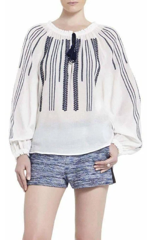 Embroidered Long Sleeve Blouse Practical Women's Multi - 