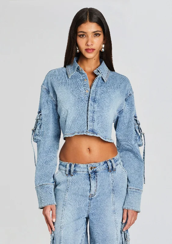 Blu Cargo Denim Top British Gentlewoman Style