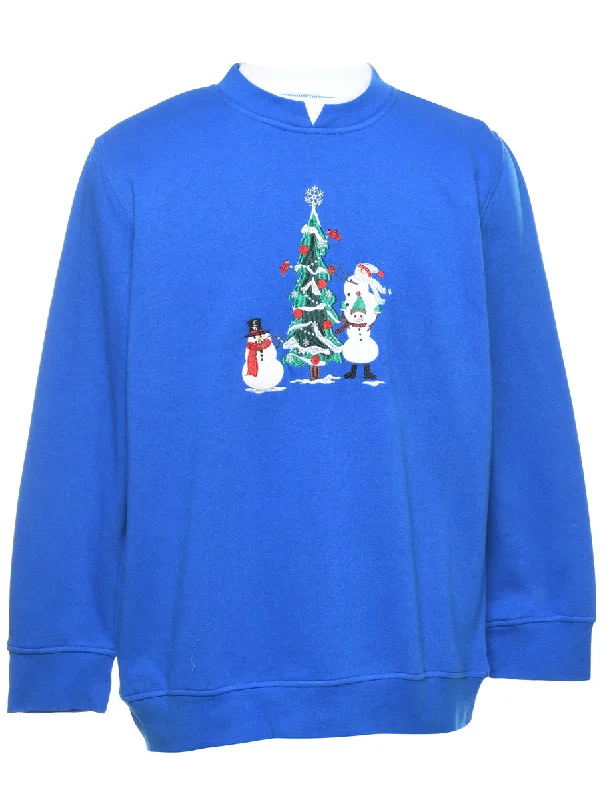 Snowman Christmas Sweatshirt - M Stylish Women's Neon