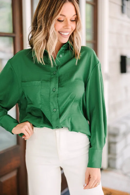 See You There Ash Green Satin Top Sleek Women's 
