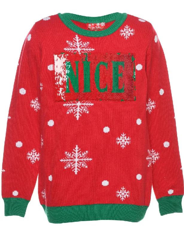 Red Christmas Jumper - M Dynamic Women's High - energy