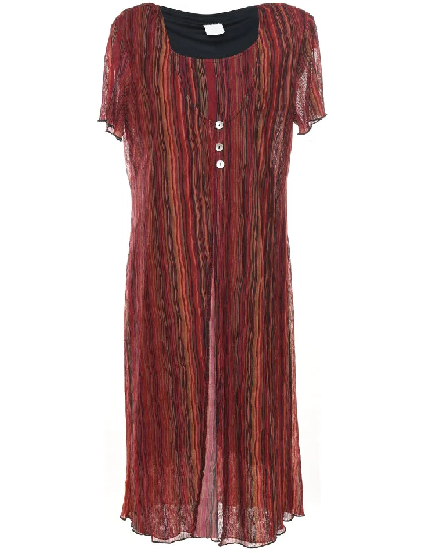 Striped Shift Dress - L Practical Women's Quick - dry