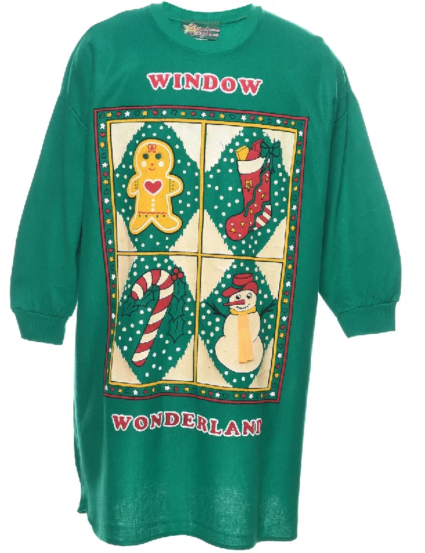Snowman Christmas Sweatshirt - L Polished Women's Silk