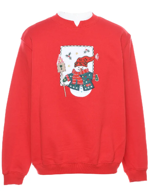 Snowman Christmas Sweatshirt - L Contemporary 