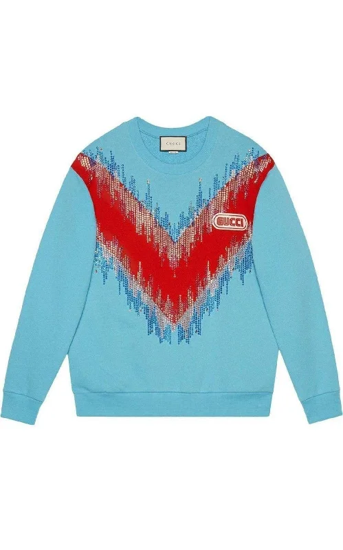 Bead Embroidered Cotton Sweatshirt Trendy Women's 