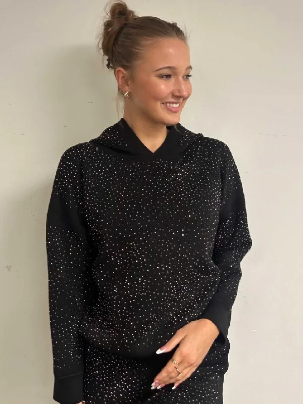 Embellished Rhinestone Sweatshirt Casual Women's Loose - fitting