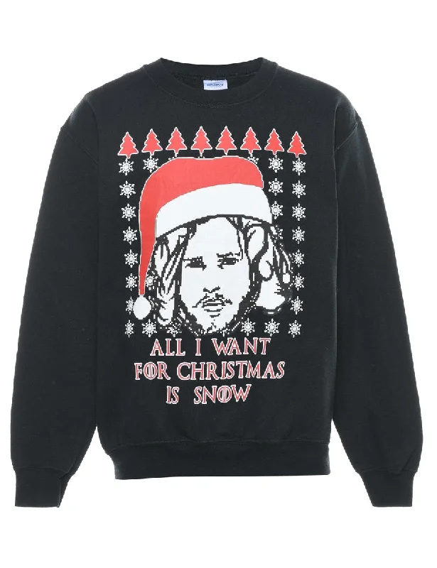 Black Christmas Sweatshirt - S Feminine Women's Soft 