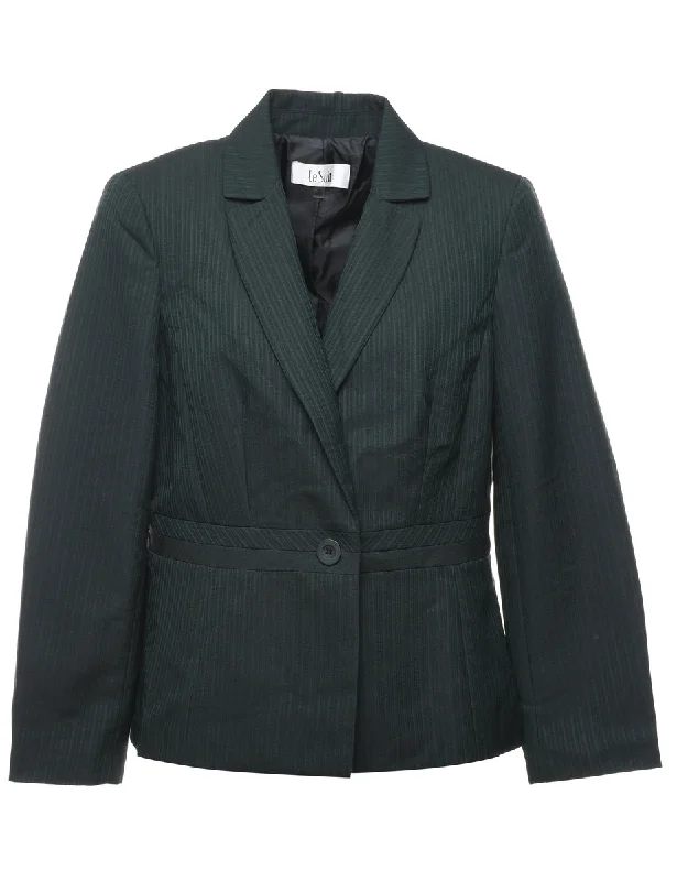 Dark Green Striped Blazer - L Women