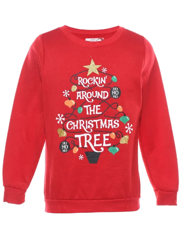 Red Christmas Sweatshirt - M Bold Women's Animal Print