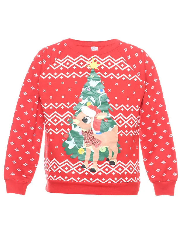 Christmas Tree Print Sweatshirt - XS Bold Women's Statement