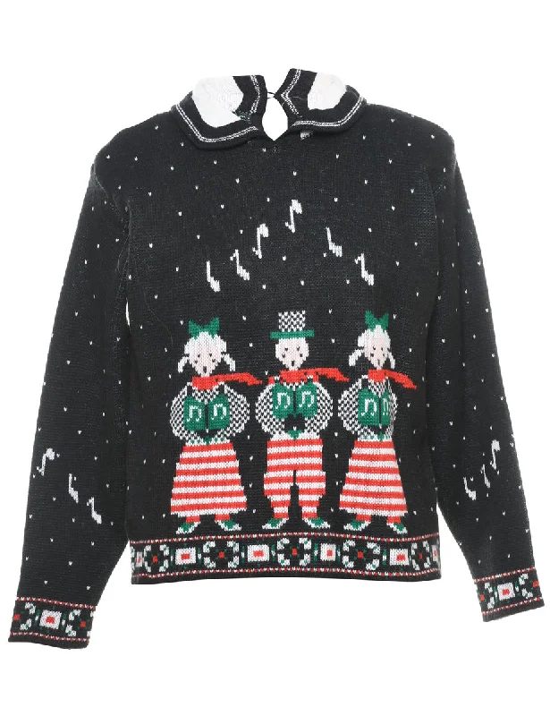 Festive Print Christmas Jumper - M Refined Women's Hand - crafted