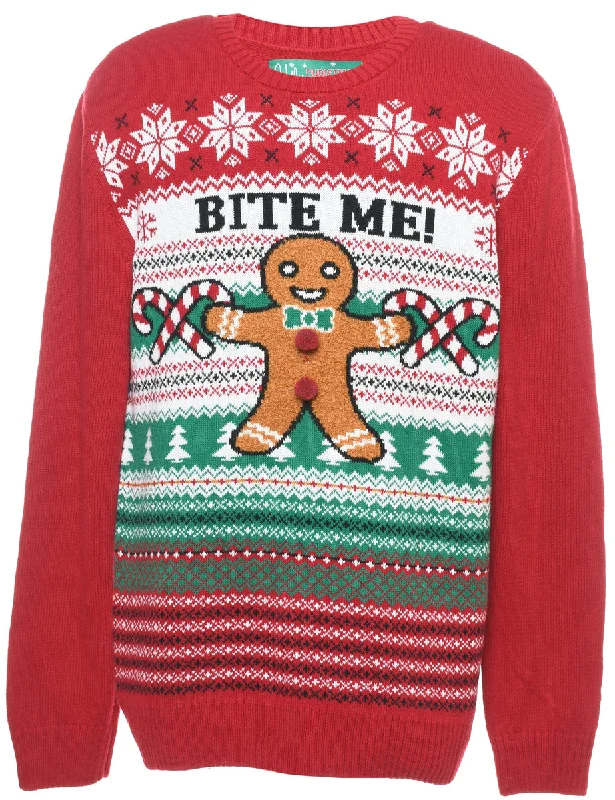 Teddy Bear Design Christmas Jumper - L Refined Women's Classic 