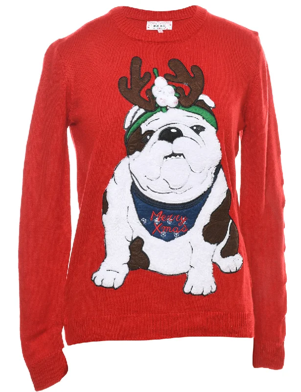 Animal Design Christmas Jumper - M Youthful Women's Anime - inspired