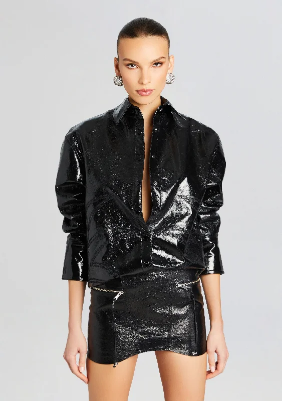 Shaili Leather Shirt Sporty Women's Athleisure 