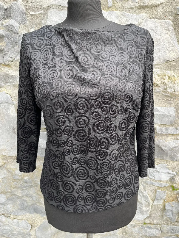 90s black velvet spirals top uk 8-10 Sophisticated Women's Tailored