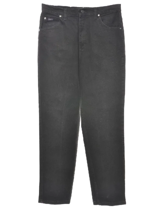 High Waist Black Lee Tapered Jeans - W30 L30 Disco