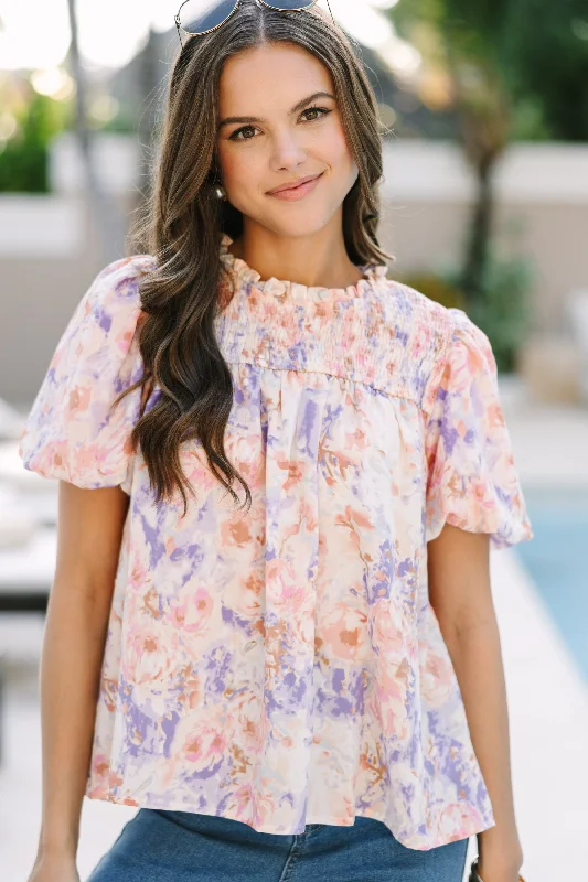 Just My Type Blush Pink Floral Blouse Earthy Women's 