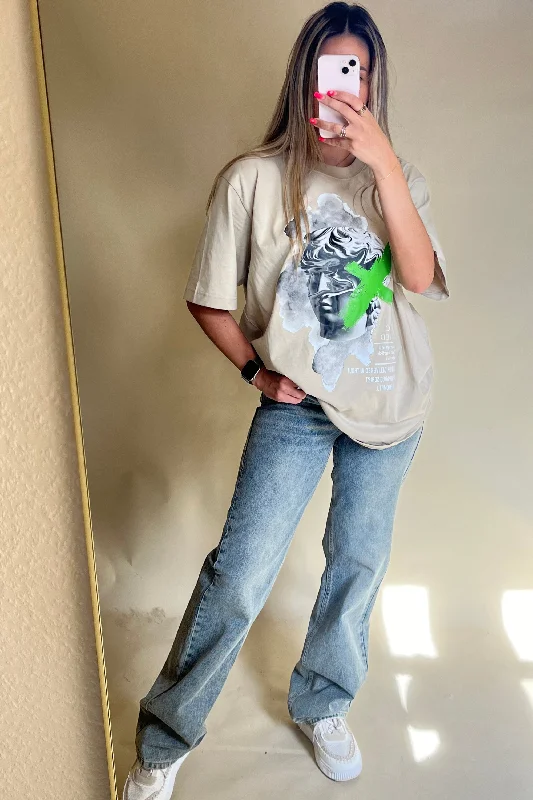 Beige Unscripted's Exclusive Graphic T-Shirt Trendy Women's 