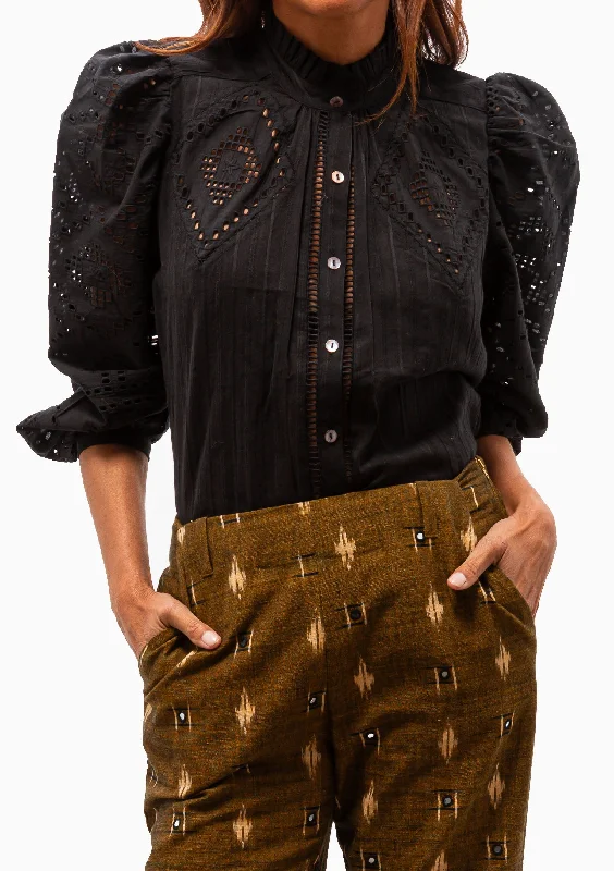 Annabel Ebony Eyelet Shirt | Black Ebony Sporty Women's Athleisure 
