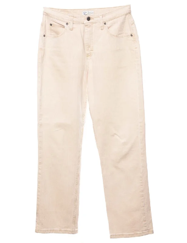 Cream Relaxed Fit Lee Jeans - W30 L30 Geometric