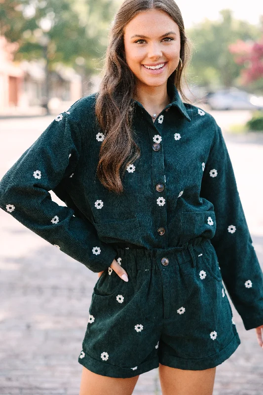 Looking For You Deep Green Corduroy Set Minimalist Women's Casual