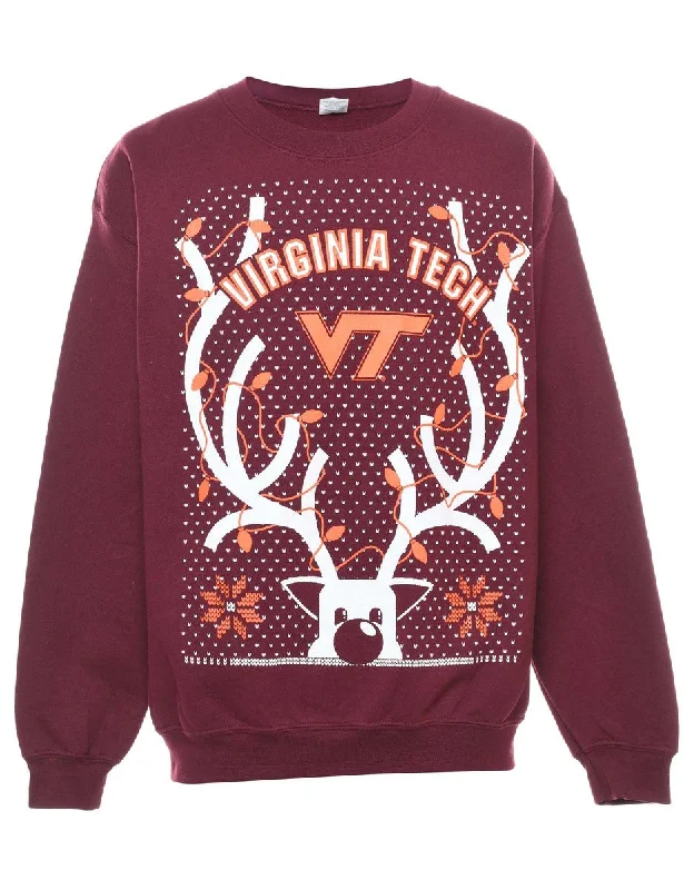Maroon Christmas Sweatshirt - L Unique Women's Upcycled