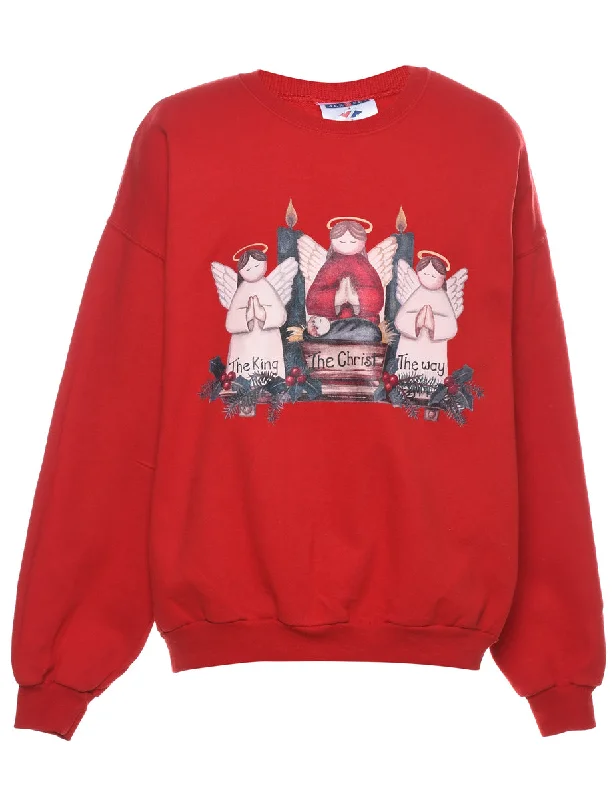 Red Christmas Sweatshirt - XL Modern Women's 