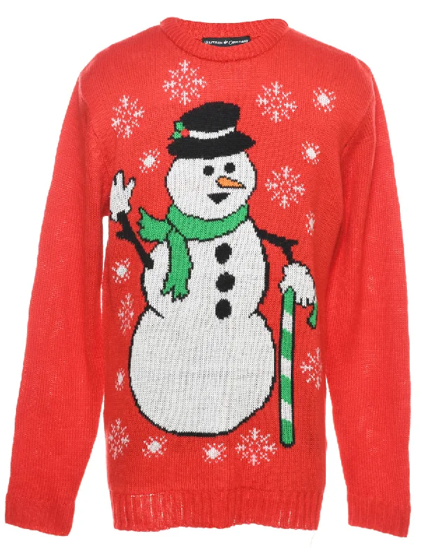 Snowman Christmas Jumper - M Streetwear Style for 